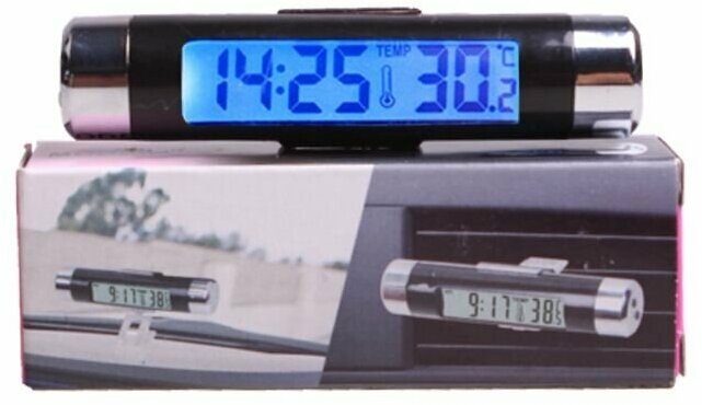 Автомобильные часы с подсветкой и термометром - фотография № 2