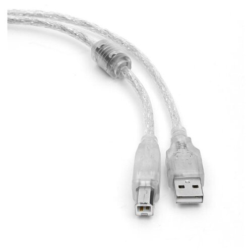 Кабель Cablexpert USB 2.0 Pro AM/BM, 3м, экран прозрачный CCF-USB2-AMBM-TR-10 16205171 кабель usb2 0 am bm at0109 два феррита 5 метров серо белый