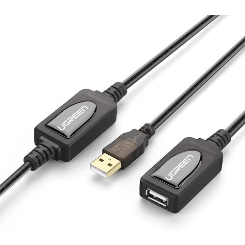 UGreen US121 USB-А 2.0, 5 м, 1 шт., черный usb 3 0 cable flat usb extension cable male female data cable double angle usb3 0 extender cord for pc tv usb extension cable