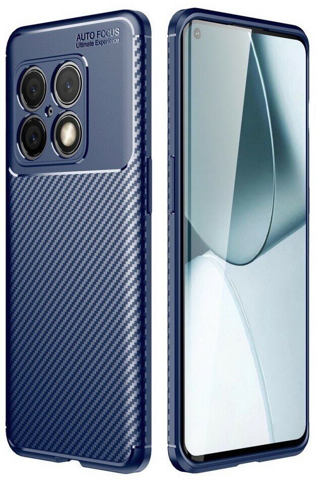 Накладка силиконовая для OnePlus 10 Pro под карбон синяя