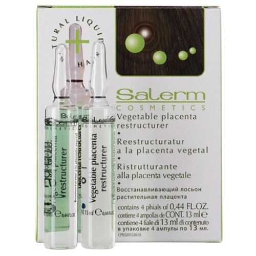 Salerm Cosmetics Ампульный уход Восстанавливающий лосьон «Растительная плацента» для волос и кожи головы, 13 мл, 4 шт., ампулы
