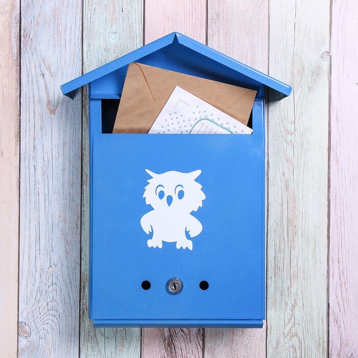 Ящик почтовый без замка (с петлёй), вертикальный, "Домик", синий - фотография № 8