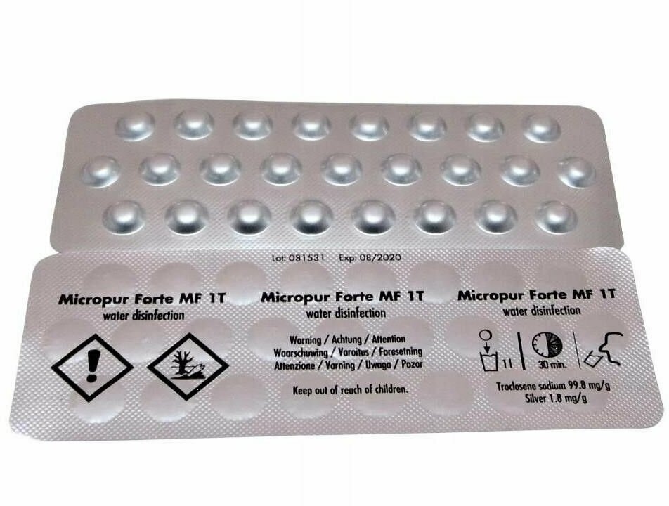Дезинфицирующие таблетки для обеззараживания воды Katadyn Micropur Forte MF 1T №50 - фотография № 3