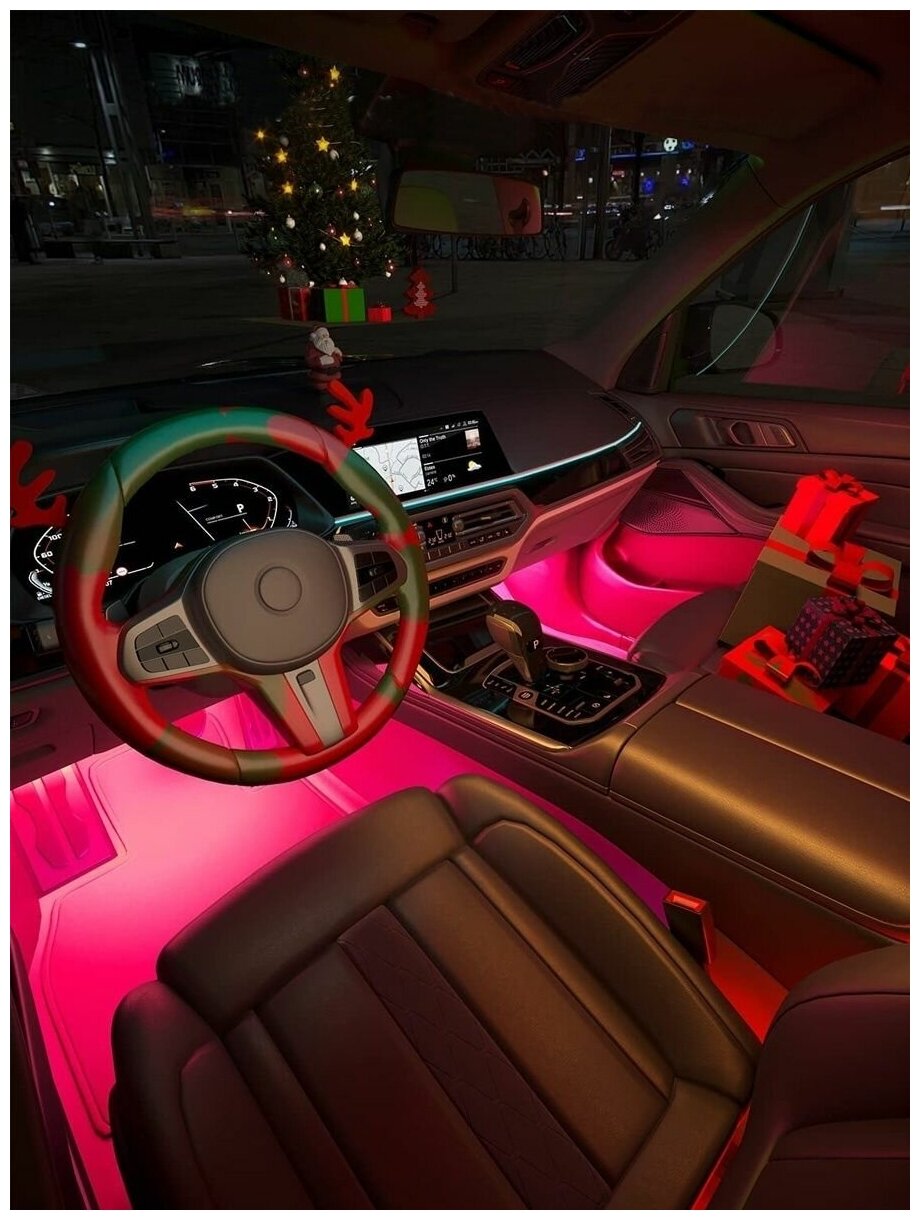 Подсветка салона и ног автомобиля со звуковым контроллером автомобильная светодиодная лента с пультом 60 диодов