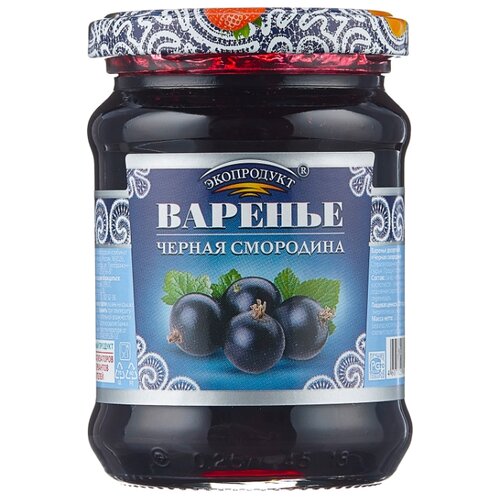 фото Варенье Экопродукт черная смородина, банка 325 г