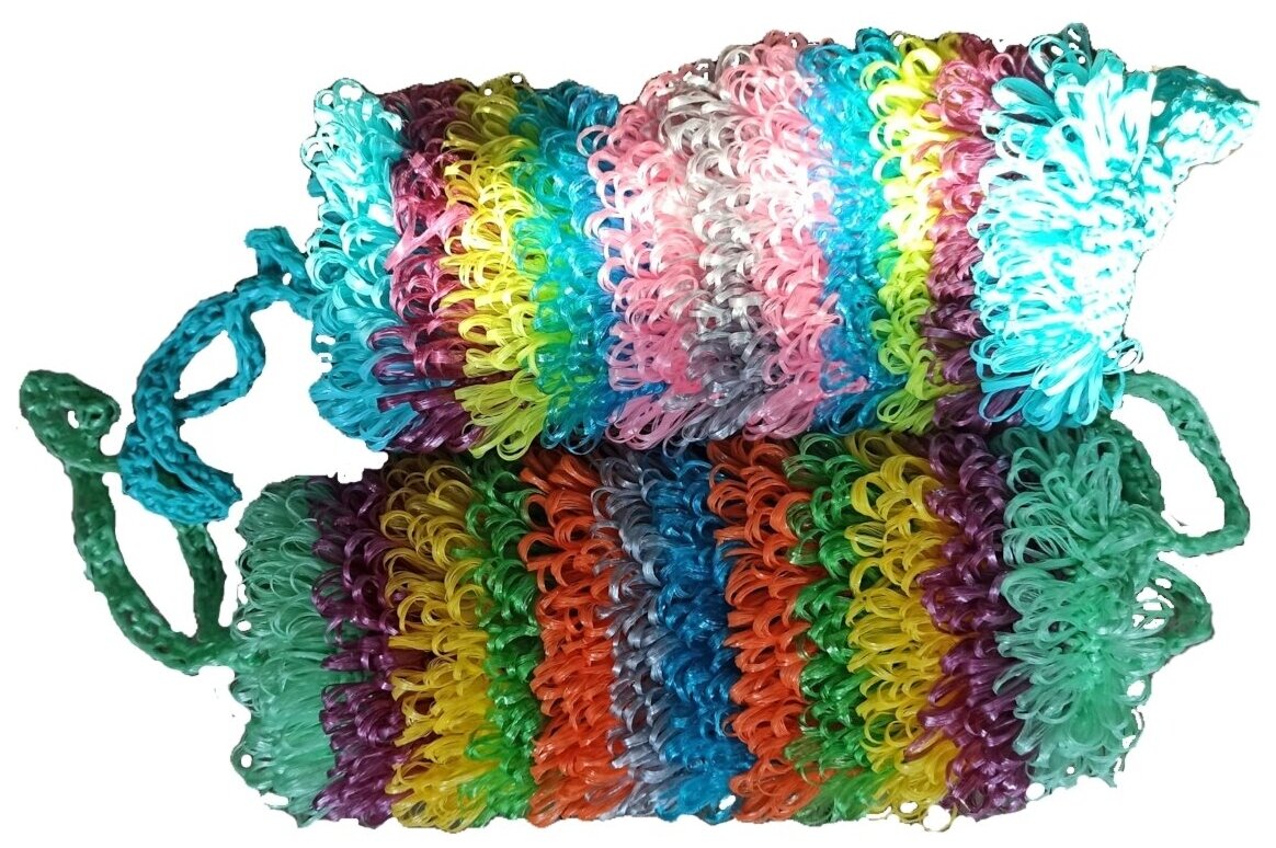 Мочалка для тела полипропиленовая ручной работы разноцветная, набор 2 штуки