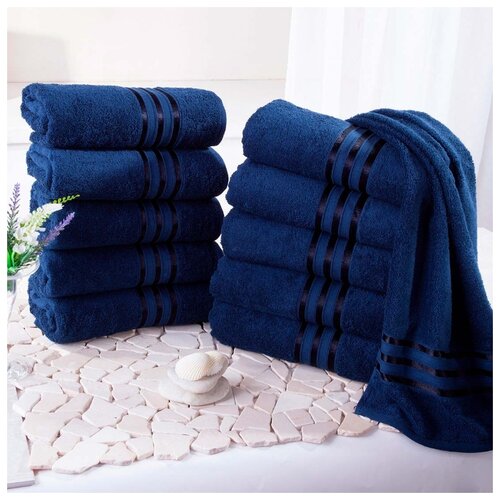 фото Доми полотенце банное harmonika цвет: темно-синий 70х130 см - 10 шт dome