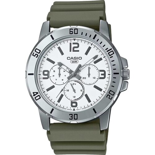 Наручные часы CASIO, серебряный, хаки наручные часы casio mtp vd300 1budf