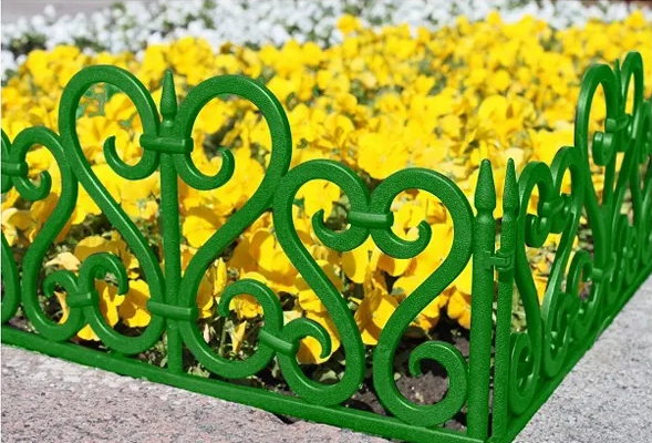 Забор декоративный МастерСад Ажурное зеленый 3 метра / Ограждение садовое, бордюр для сада, огорода, клумб, грядок / пластиковый
