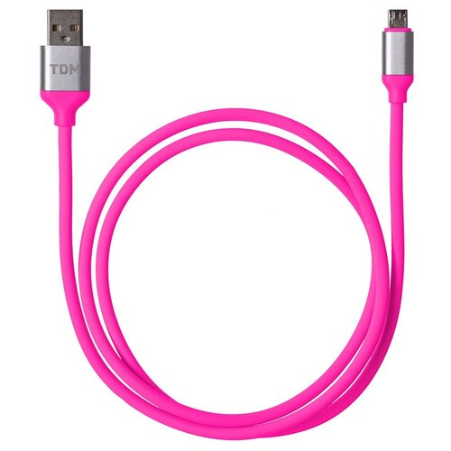 Кабель в силиконовой оплетке Tdm Electric ДК 19, USB - micro USB, 1 м, розовый кабель в силиконовой оплетке tdm electric дк 18 usb lightning 1 м голубой
