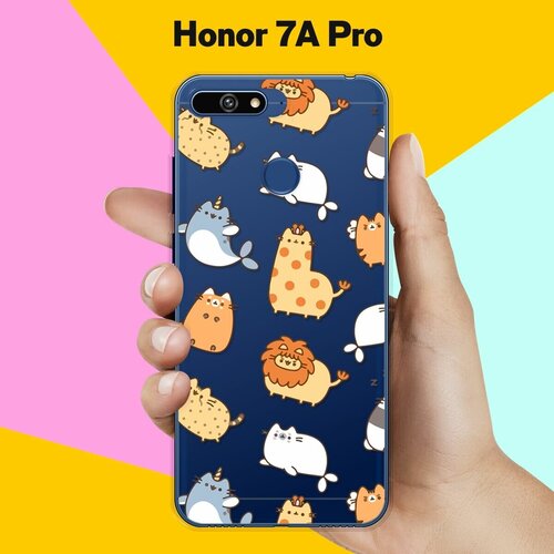 Силиконовый чехол Котики на Honor 7A Pro