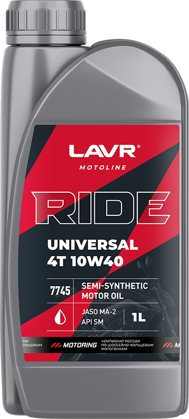LAVR MOTO Моторное масло RIDE UNIVERSAL 4T 10W40 SM, 1 л