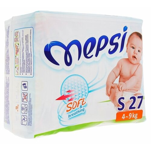 Mepsi подгузники Soft&breathing S (4-9 кг), 27 шт. mepsi подгузники comfort 27 шт белый