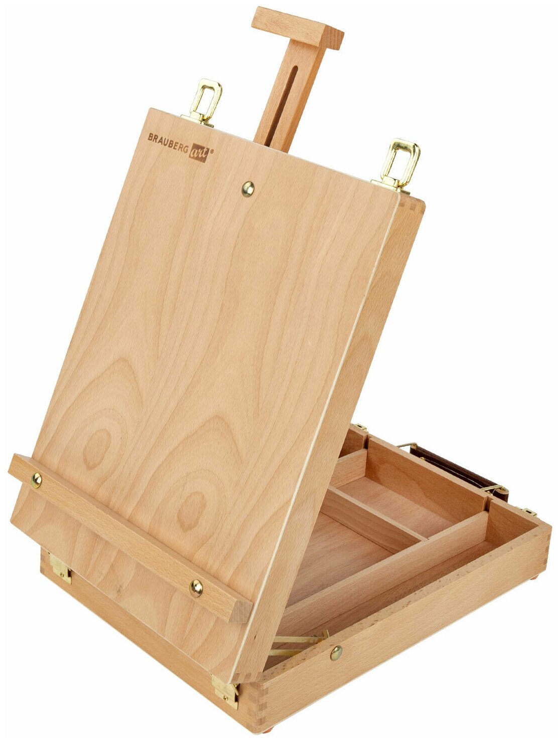 Этюдный ящик мольберт деревянный для рисования из бука настольный с ящиком, 27х37х67см, высота холста до 53см, Brauberg Art, 192251