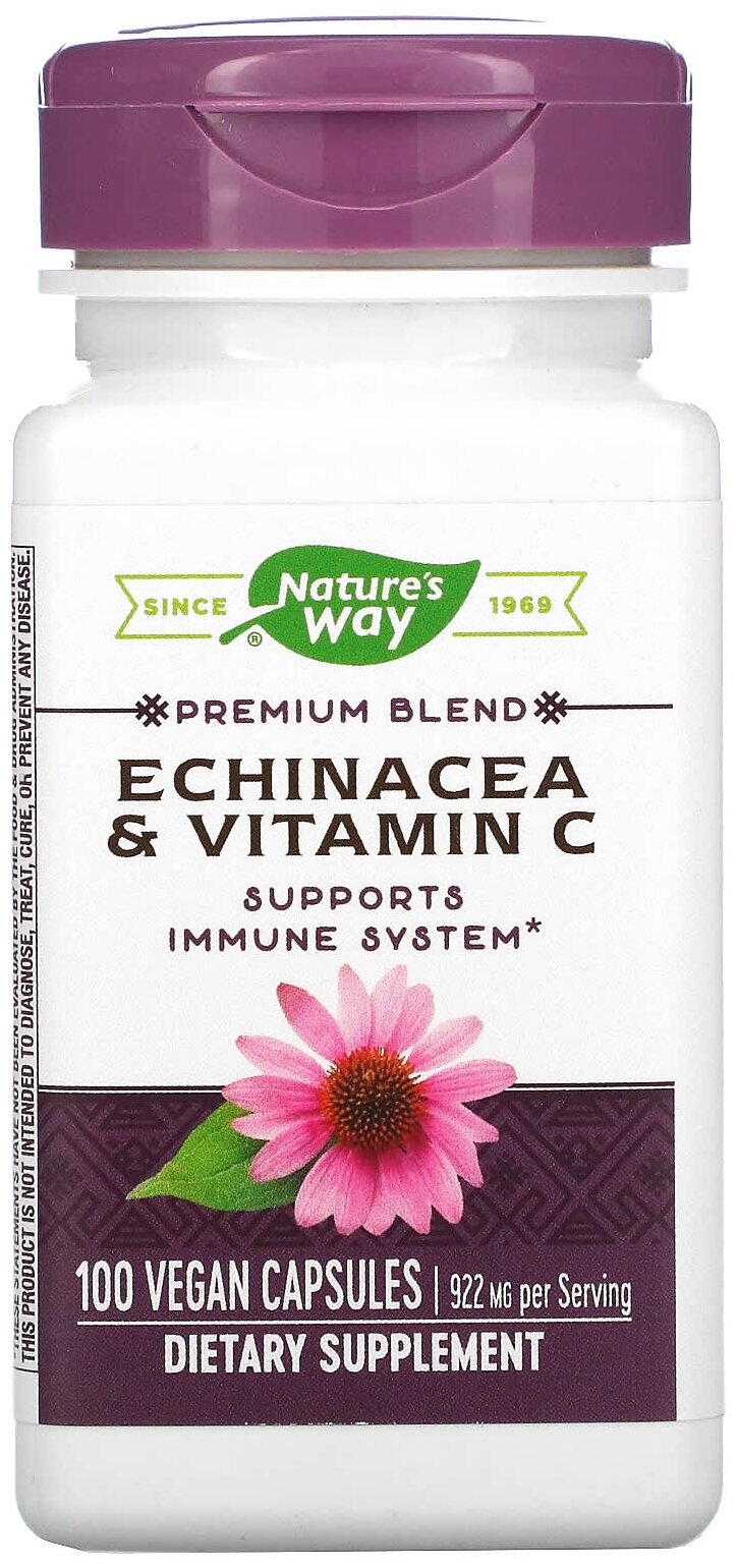 Капсулы Nature's Way Echinacea & Vitamin C, 110 г, 100 шт.