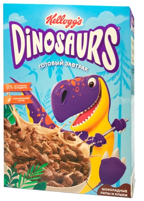 Готовый завтрак Dinosaurs лапы и клыки шоколадные, коробка