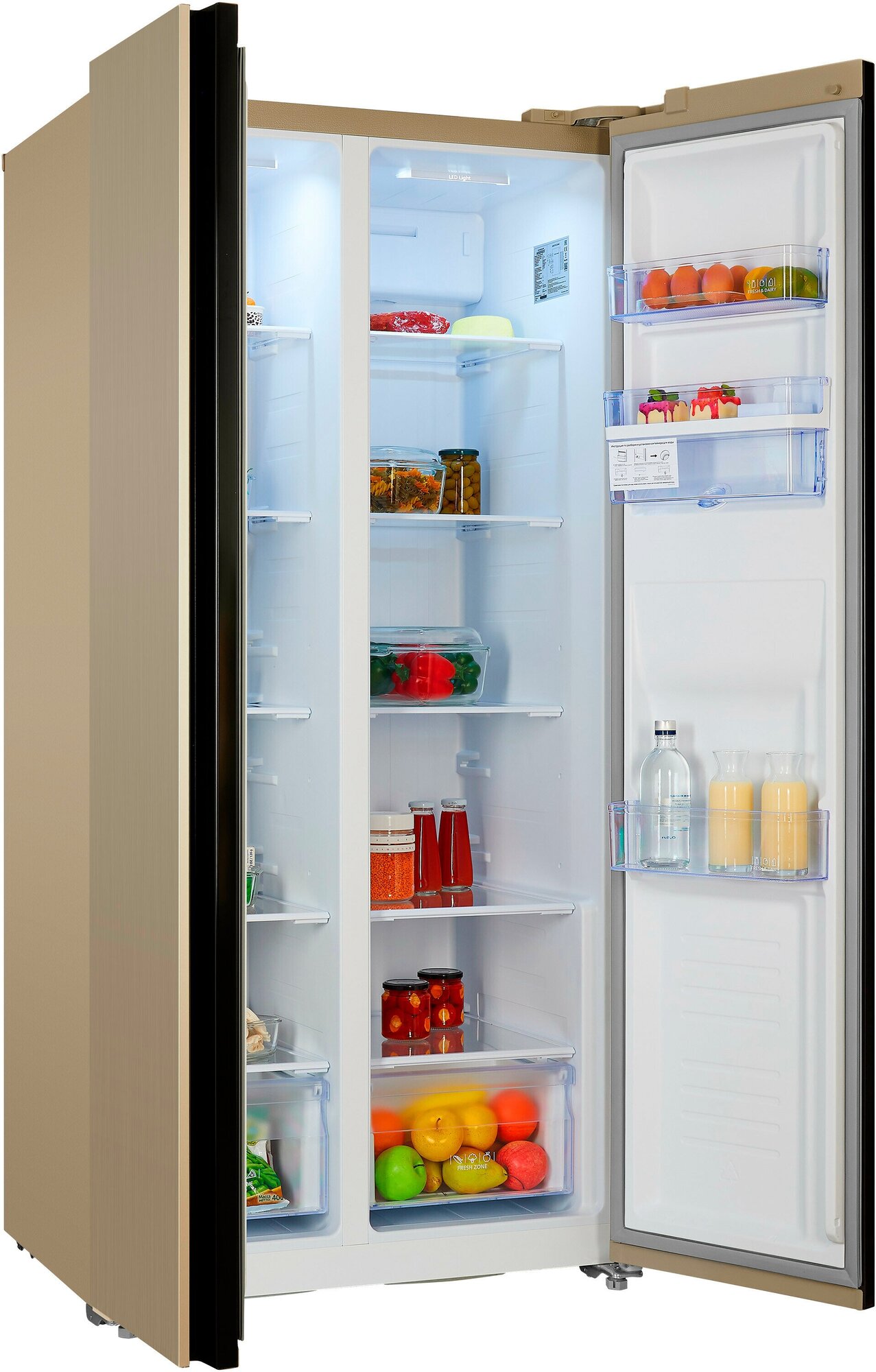 Холодильник NORDFROST RFS 484D NFH, Side-by-Side, отдельностоящий, Total No Frost, инвертор, 472 л объем, цвет шампань - фотография № 6