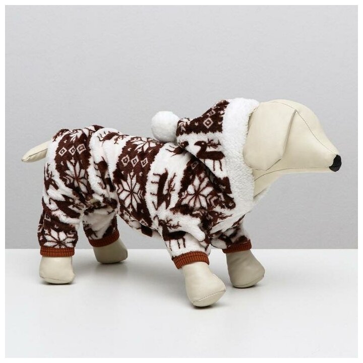 Комбинезон «Олени» с капюшоном размер S (ДС 25 см ОГ 35 см ОШ 25 см) коричневый