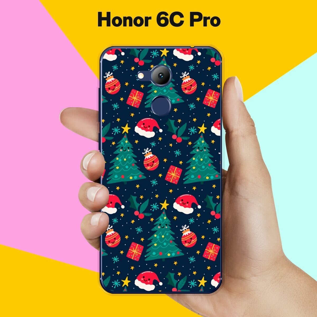 Силиконовый чехол на Honor 6C Pro Узор новогодний / для Хонор 6Ц Про