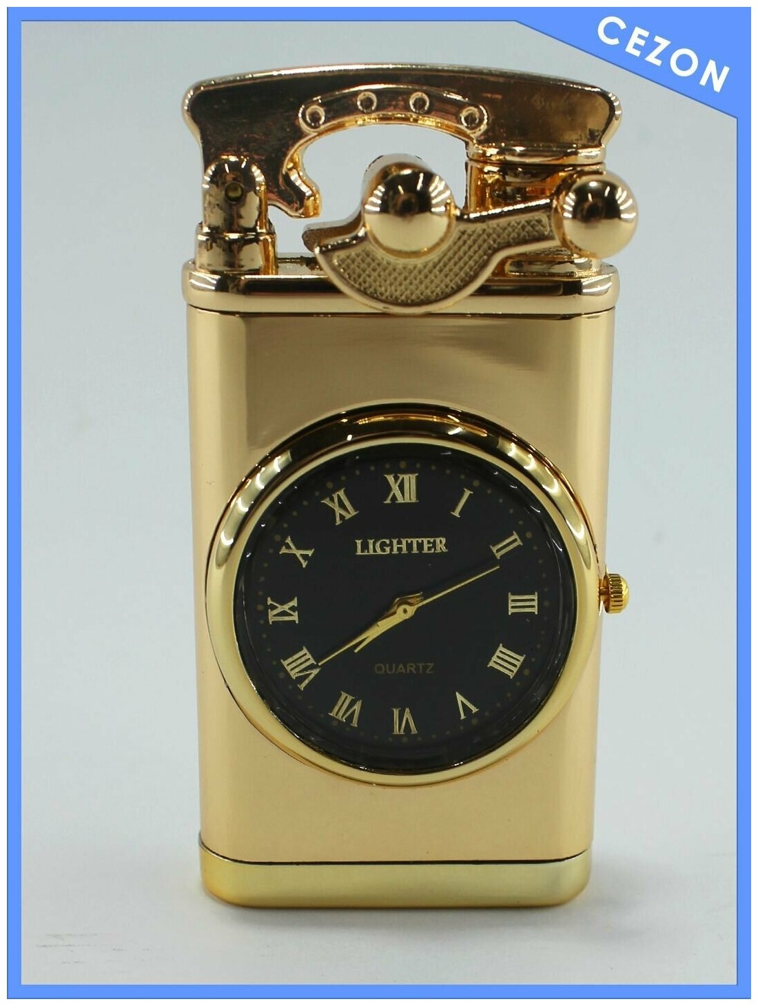 Зажигалка часы газовая С-6871, с турбонаддувом, цвет золотой