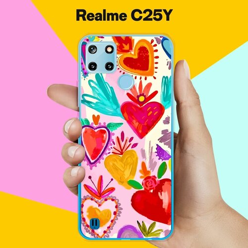 силиконовый чехол на realme c25y синий узор для реалми ц25 ай Силиконовый чехол на realme C25Y Узор 13 / для Реалми Ц25 Ай