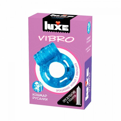 Голубое эрекционное виброкольцо Luxe VIBRO Кошмар русалки + презерватив секс игрушки pretty love двойное эрекционное виброкольцо с клиторальным отростком кролик prettylove osmond