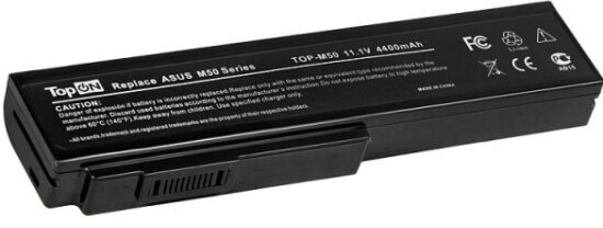 Аккумулятор TopON для ноутбуков Topon Asus M50, M60, G50, G60, X55, X57, N43S, N52, N61VF Series. 11.1V 4400mAh 49Wh. PN: A32-M50, A33-M50.