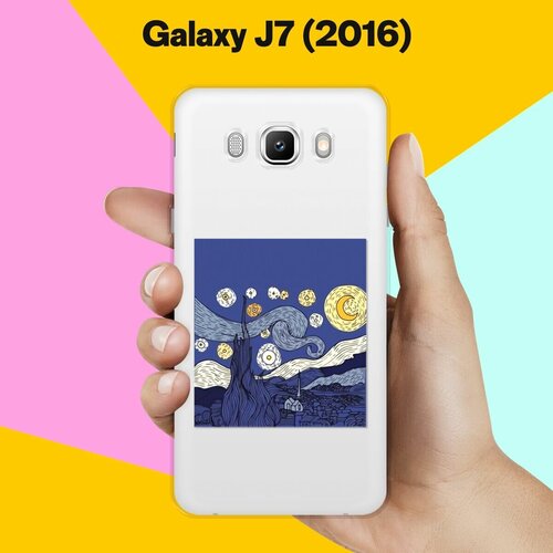 Силиконовый чехол на Samsung Galaxy J7 (2016) Ночь / для Самсунг Галакси Джей 7 (2016) матовый силиконовый чехол цветочная пальма фон на samsung galaxy j7 2016 самсунг галакси джей 7 2016