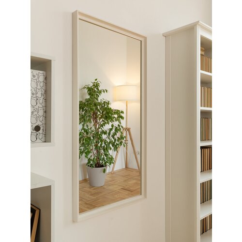 Зеркало настенное, интерьерное в белой раме 50х110