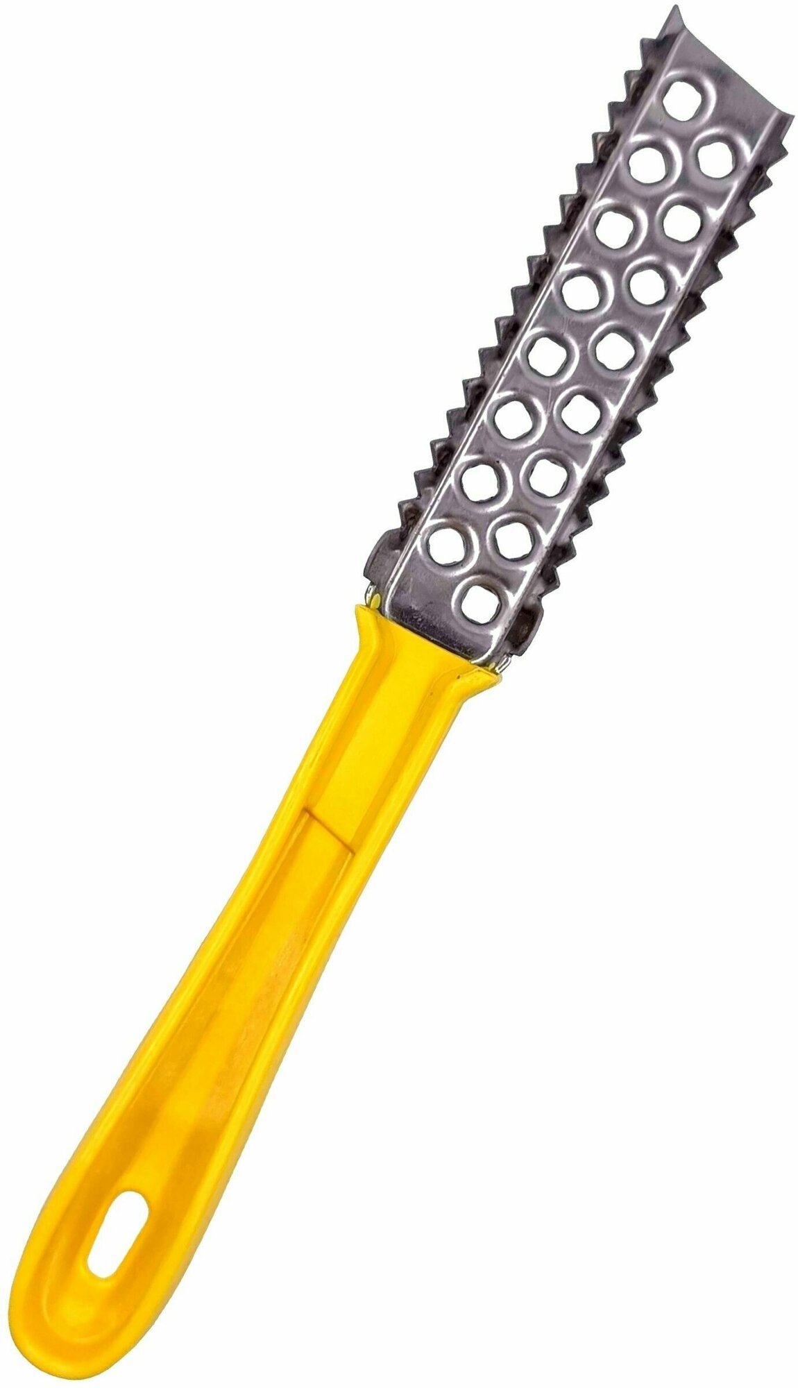 Щётка-Рыбочистка металлическая для чешуи рыб двусторонняя, жёлтая ручка - фотография № 3