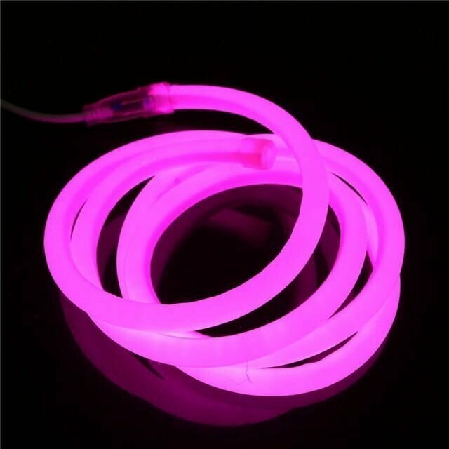 Неон круглый 360 градусов 10 метров, Диаметр 16мм, 220V AC, 120 LED/m, IP 67, гибкий светодиодный неон, розовый - фотография № 2