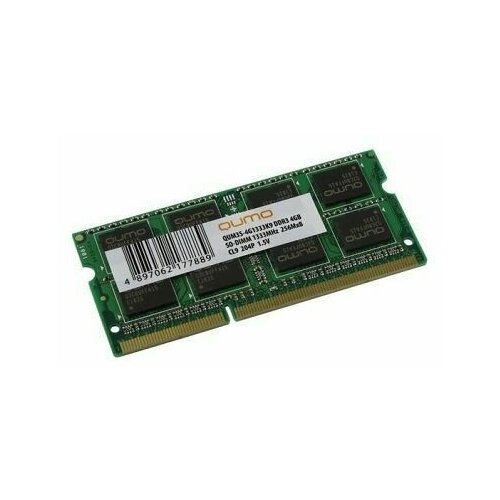 Оперативная память QUMO DDR3 SODIMM 4GB PC3-10600 1333MHz QUM3S-4G1333K9R 223000₽