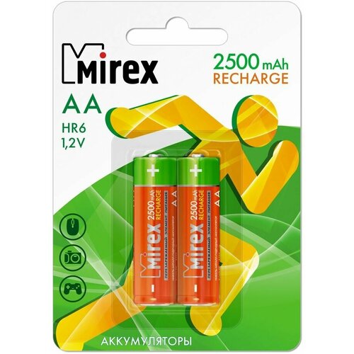 Аккумулятор Ni-MH Mirex HR6 / AA 2500mAh 1,2V 2 шт , ecopack