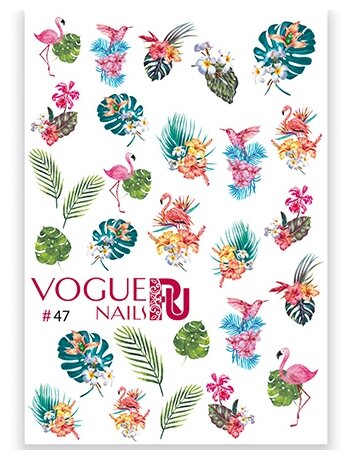 Слайдеры для ногтей Vogue Nails водные наклейки украшения, листья, веточки, цветы, лето