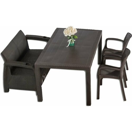 Комплект мебели YALTA FAMILY 2 CHAIR (Ялта) темно-коричневый (без подушек) из пластика под искусственный ротанг