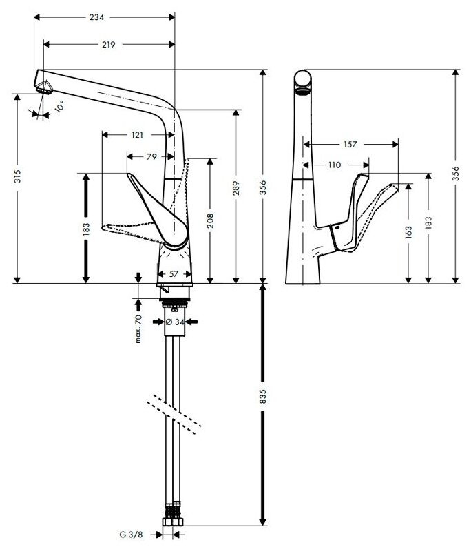 Смеситель для кухни Hansgrohe Metris 14822000