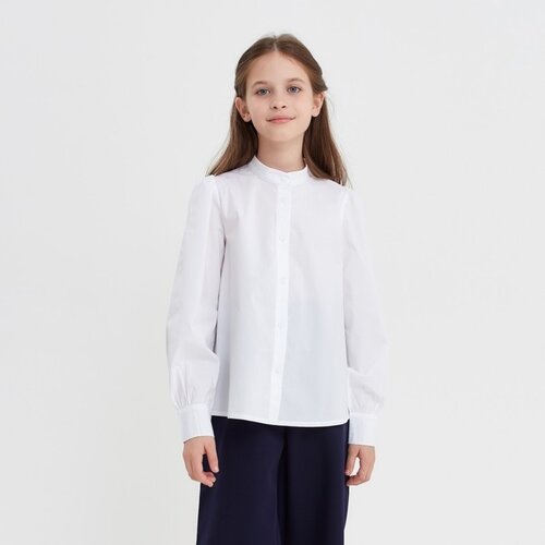 Школьная блуза Minaku, размер 122, белый школьная блуза minaku размер 122 зеленый белый