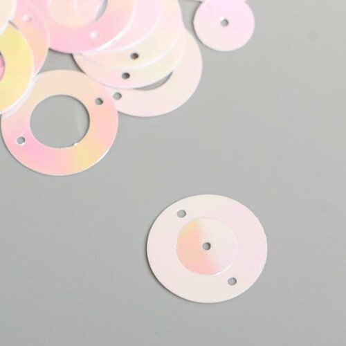 Пайетки Круг в кольце бело-розовые набор 30 гр d-2 см 5 наборов пайетки круг серебро набор 30 гр d 2 5 см