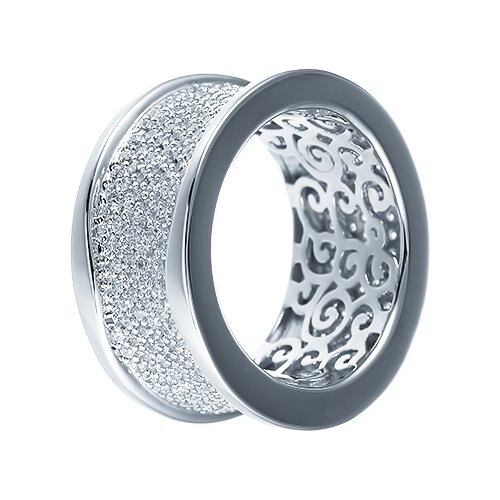 фото Element47 широкое ювелирное кольцо из серебра 925 пробы с кубическим цирконием dm0381r_001_wg, размер 18.75