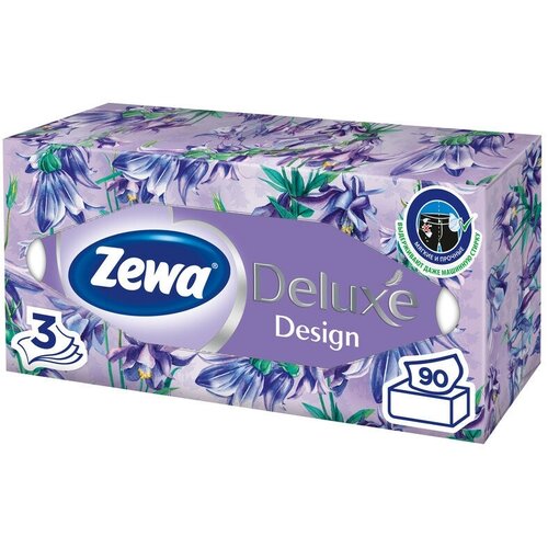 Салфетки косметические Zewa Deluxe 3-слойные (90 штук в уп) 28420 20731