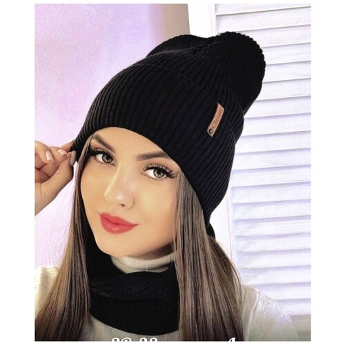 фото Шапка/комплект/шапка и снуд/черный нет бренда