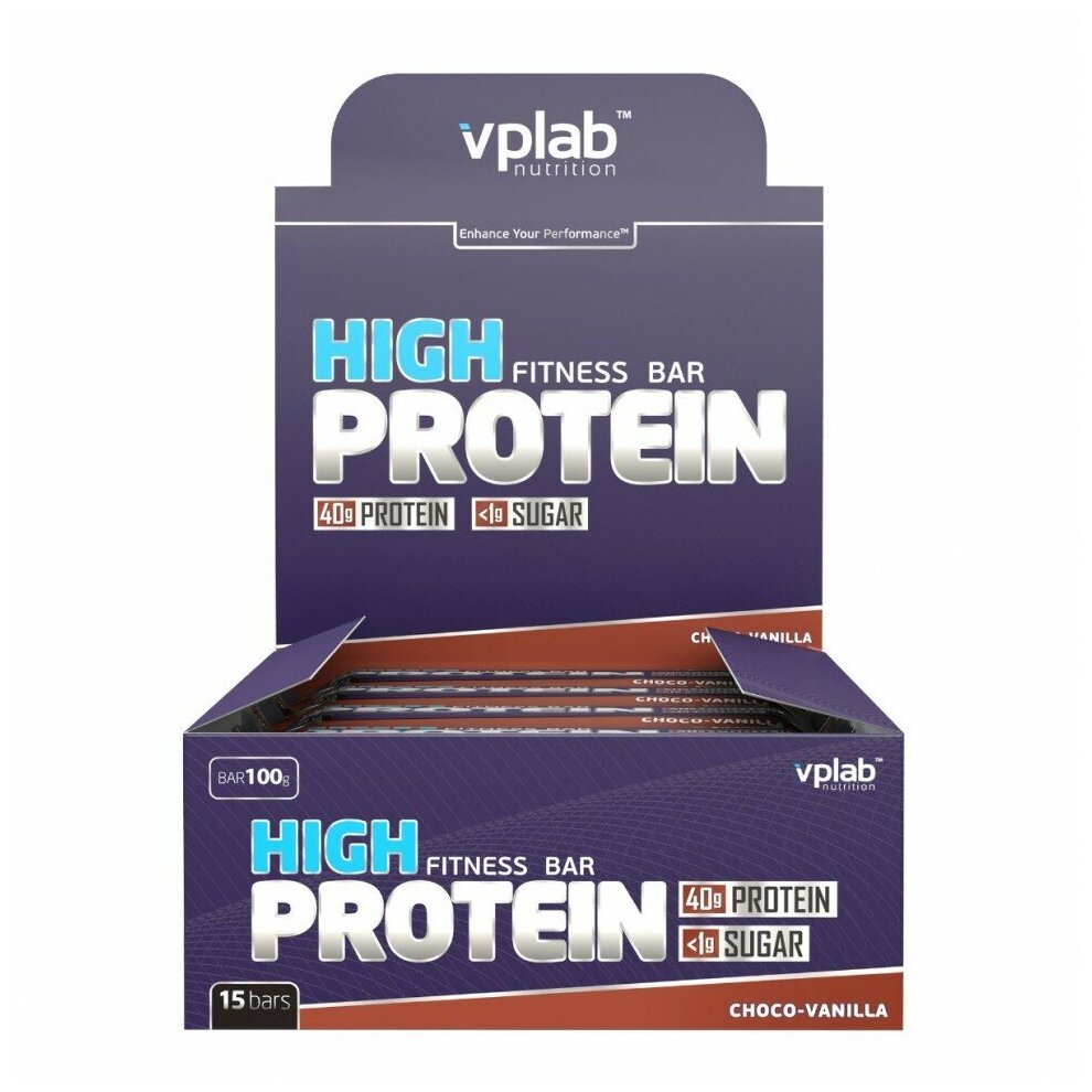 Vplab Протеиновые батончики High Protein Bar 15 шт шоколад