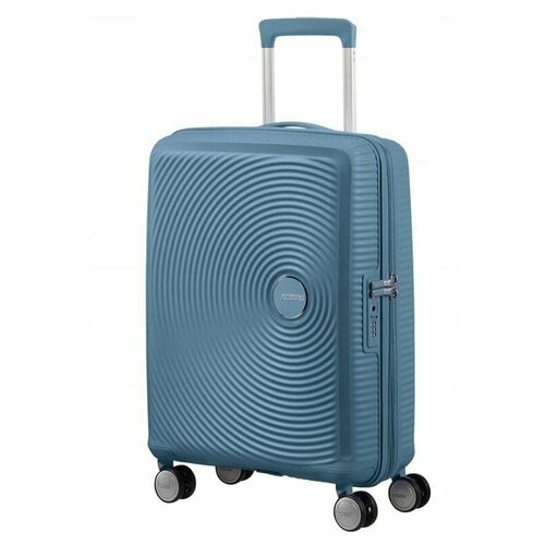 Чемодан American Tourister, полипропилен, водонепроницаемый, ребра жесткости, синий