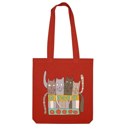 Сумка шоппер Us Basic, красный мужская футболка коты поздравляют котики в подарочном пакете s темно синий