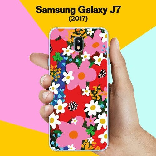 Силиконовый чехол на Samsung Galaxy J7 (2017) Яркие цветы / для Самсунг Галакси Джей 7 2017