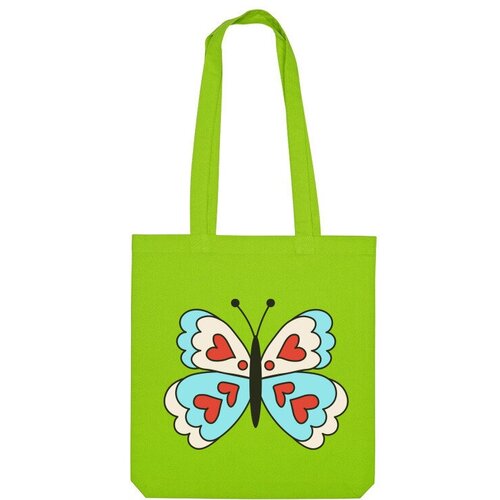 Сумка шоппер Us Basic, зеленый детская футболка бабочка с сердечками 116 белый