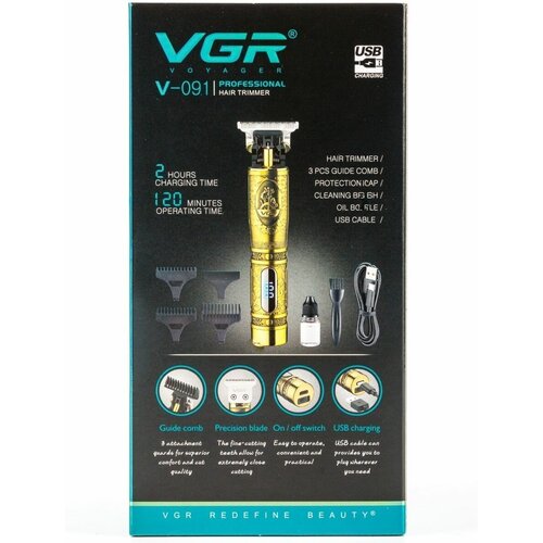 Машинка для стрижки VGR V-091 с цифровым дисплеем Винтажный беспроводной триммер для волос бороды усов 112500₽