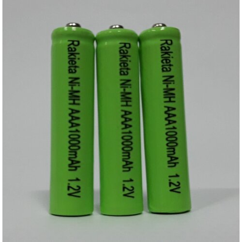 Батарейки Аккумуляторные NI-MH , AAA, 1000maH , 1.2 V - 3 шт в упаковке, мизинчиковые. аккумуляторные батарейки мизинчиковые rexant aaa 2 шт в упаковке