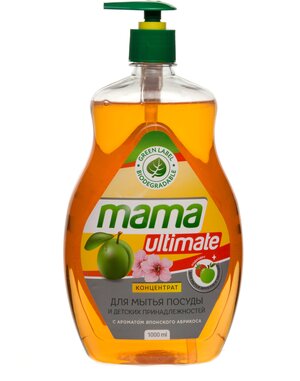 Средство-концентрат для мытья посуды, фруктов, овощей и детских принадлежностей Mama Ultimate, японский абрикос, 1 л