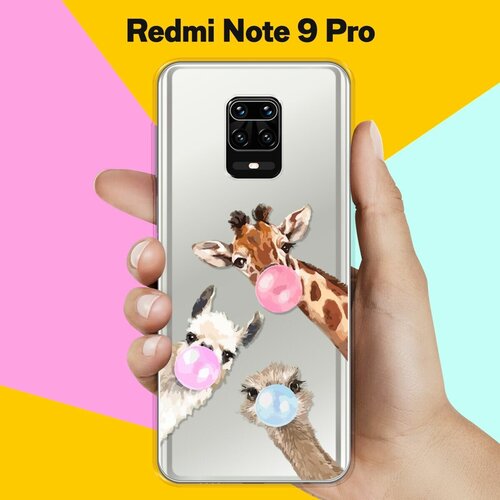 Силиконовый чехол Лама, жираф и страус на Xiaomi Redmi Note 9 Pro силиконовый чехол лама в очках на xiaomi redmi note 7 pro